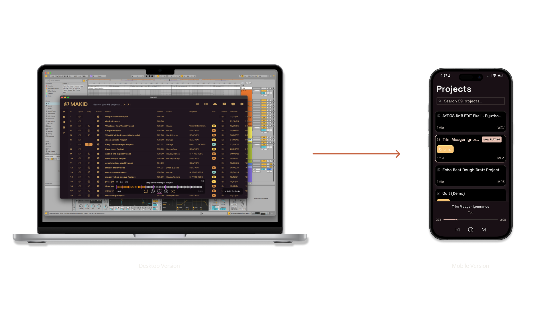MAKID desktop to mobile sync